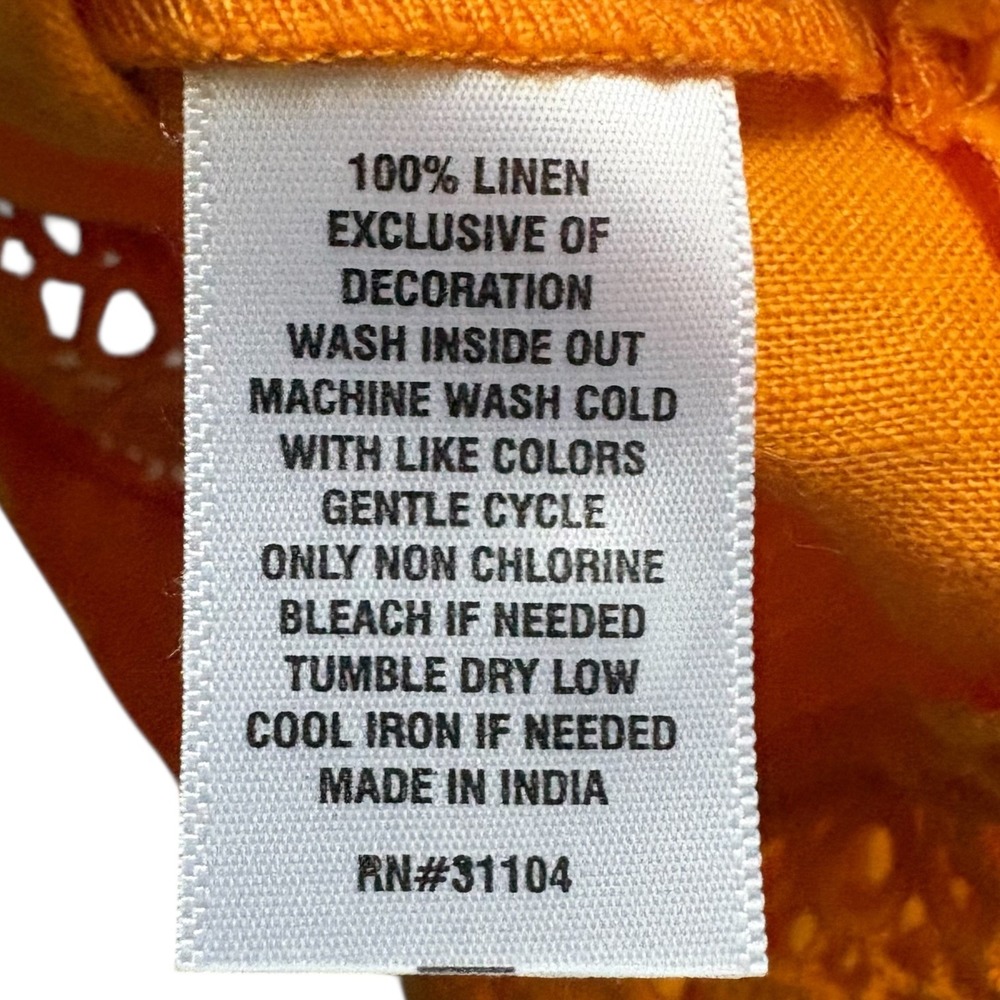 Crown & Ivy Womens Marigold‎ Orange 100% Linen Eyelet Lace Sleeveless Top M - Picture 8 of 8